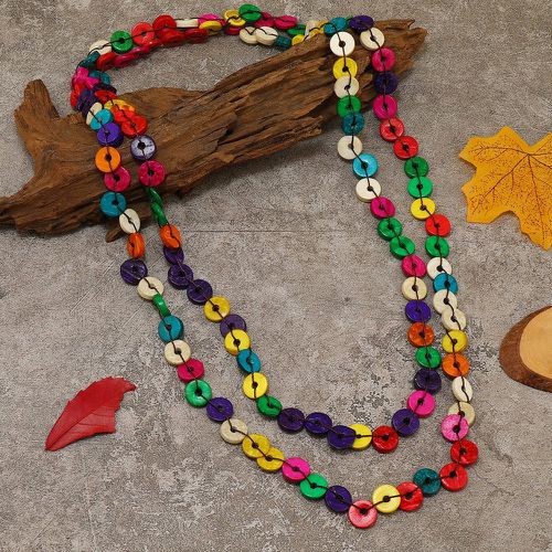 Collier à perles à blocs de couleurs en bois - SHEIN - Modalova