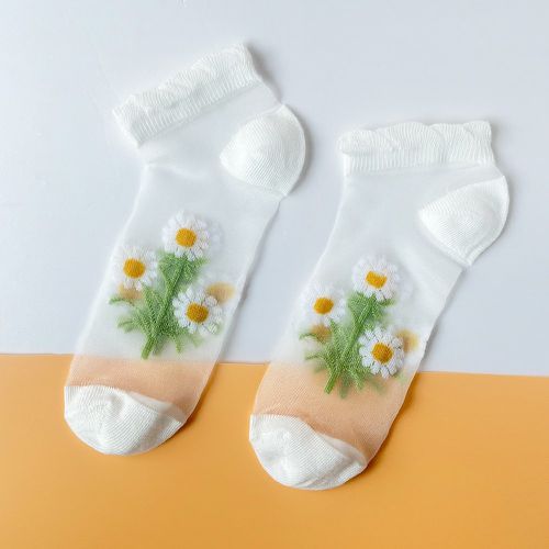 Chaussettes avec tulle à imprimé floral - SHEIN - Modalova