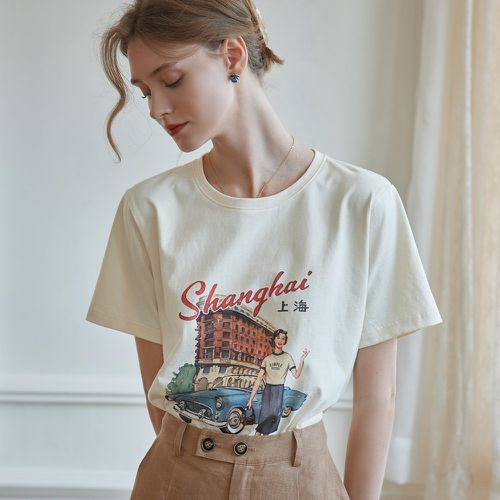 T-shirt lettre chinoise & figure - SHEIN - Modalova