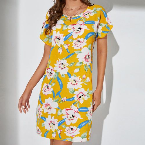 Robe tunique à imprimé floral à manches chauve-souris - SHEIN - Modalova