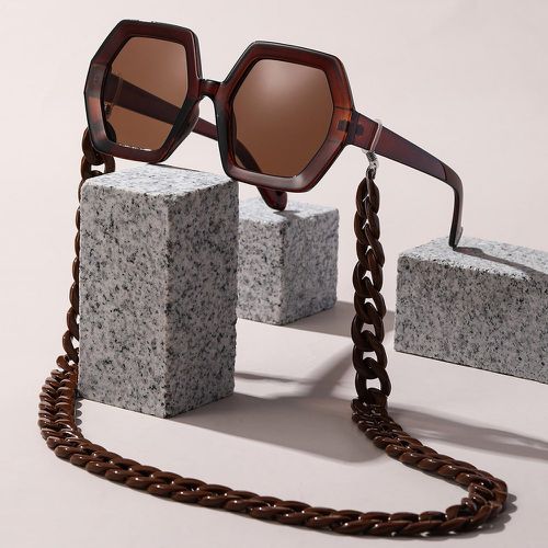 Lunettes de mode à montures géométriques avec chaîne de lunettes - SHEIN - Modalova