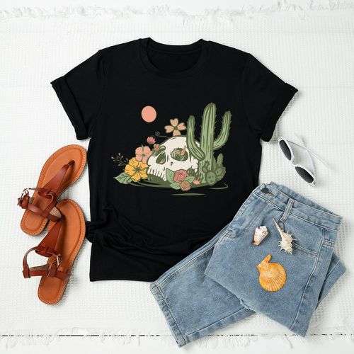T-shirt tête de mort & à imprimé cactus - SHEIN - Modalova