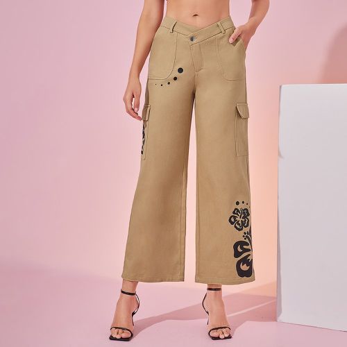 Pantalon ample à pois à imprimé fleur - SHEIN - Modalova