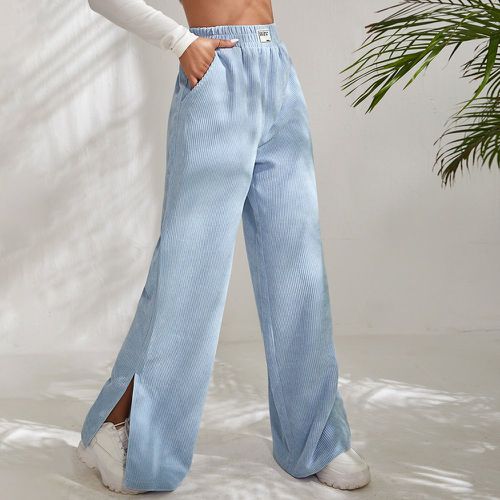 Pantalon à applique lettre fendu en velours côtelé - SHEIN - Modalova