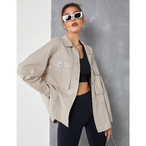 Manteau en jean poche à rabat - SHEIN - Modalova
