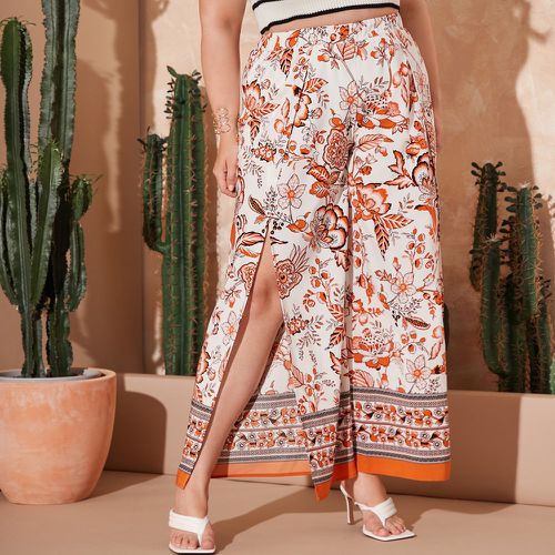 Pantalon ample à imprimé floral croisé - SHEIN - Modalova