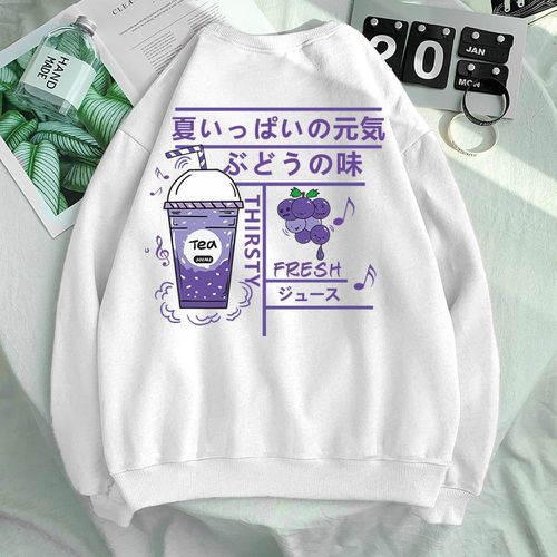 Sweat-shirt boisson & lettre japonaise - SHEIN - Modalova