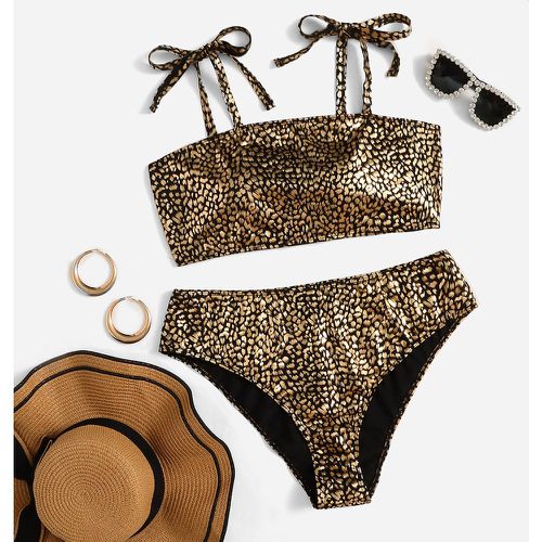 Bikini léopard à épaule nouée - SHEIN - Modalova