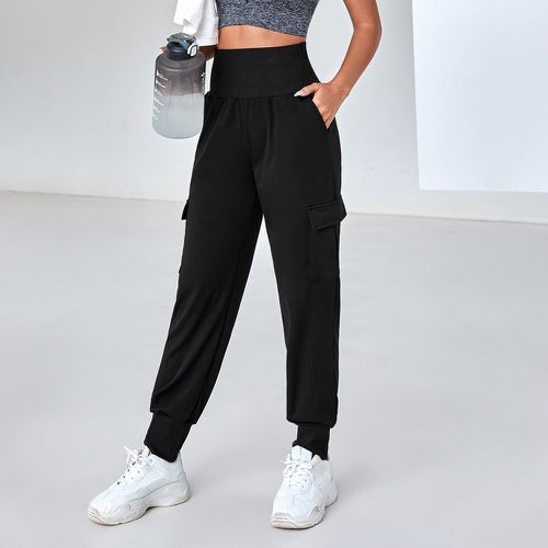 Pantalon de sport poche à rabat taille haute - SHEIN - Modalova