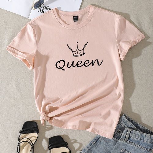 T-shirt lettre et à imprimé couronne - SHEIN - Modalova