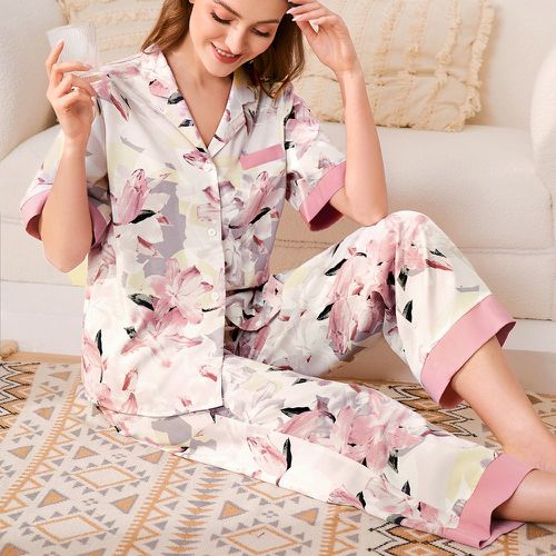 Ensemble de pyjama à imprimé floral à col à revers - SHEIN - Modalova