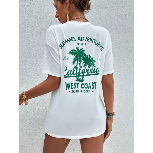 T-shirt à imprimé cocotier et lettre - SHEIN - Modalova