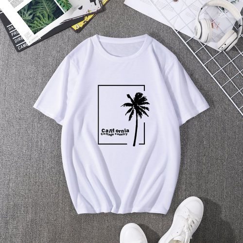 Homme T-shirt tropical & à lettres - SHEIN - Modalova