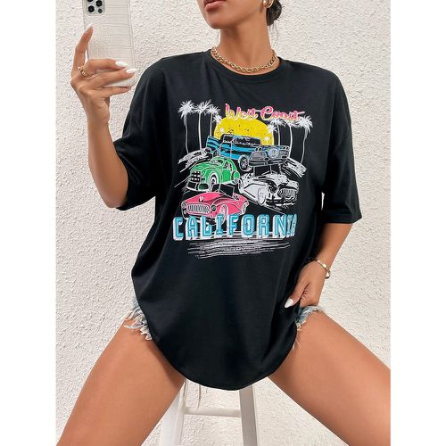T-shirt oversize tropical & à imprimé voiture - SHEIN - Modalova