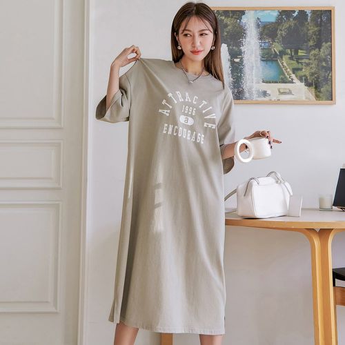 Robe t-shirt à lettres fendu - SHEIN - Modalova