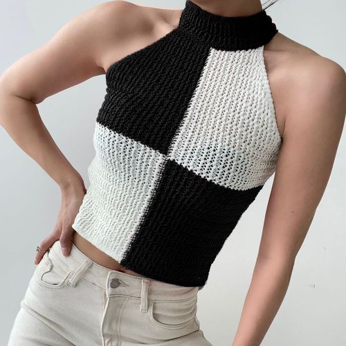 Top en tricot à blocs de couleurs ras-du-cou (sans soutien-gorge) - SHEIN - Modalova
