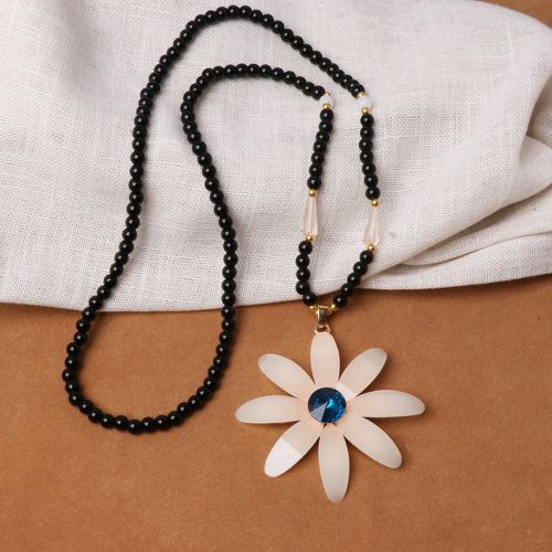 Collier à perles avec strass à fleur - SHEIN - Modalova
