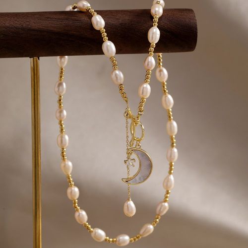 Collier avec perles naturelles à breloque lune à boucle ot - SHEIN - Modalova