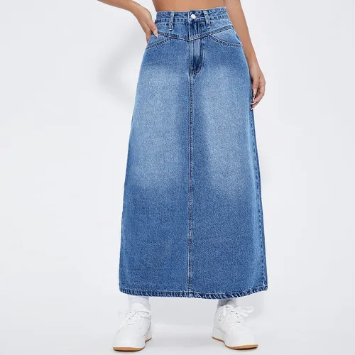 Jupe en jean taille haute trapèze - SHEIN - Modalova