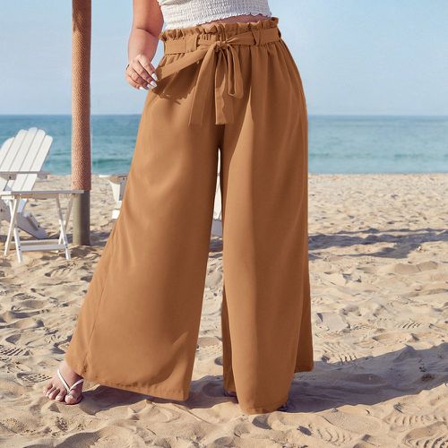 Pantalon ample à taille froncée à nœud - SHEIN - Modalova
