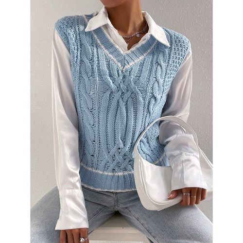 Pull sans manches en tricot torsadé à bordure contrastante (sans blouse) - SHEIN - Modalova