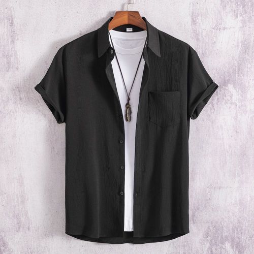 Chemise unicolore à bouton à poche (sans t-shirt) - SHEIN - Modalova