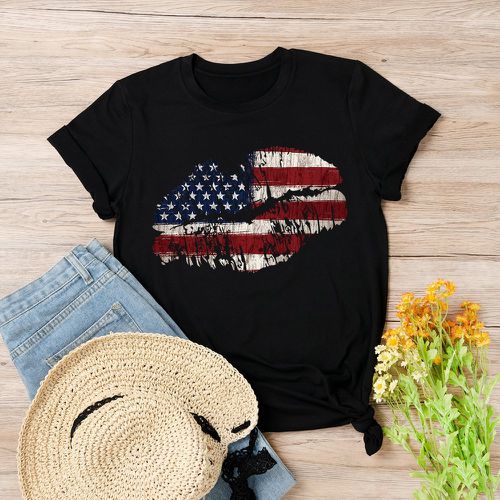 T-shirt américaine à imprimé drapeau - SHEIN - Modalova