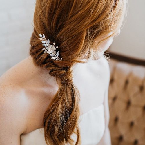 Peigne à cheveux à feuille à fausse perle de mariée - SHEIN - Modalova