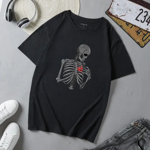 Homme T-shirt à imprimé squelette - SHEIN - Modalova