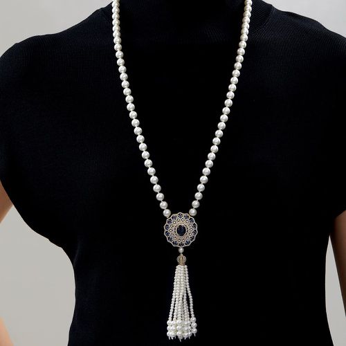 Collier avec pendentif zircone cubique à fausse perle - SHEIN - Modalova