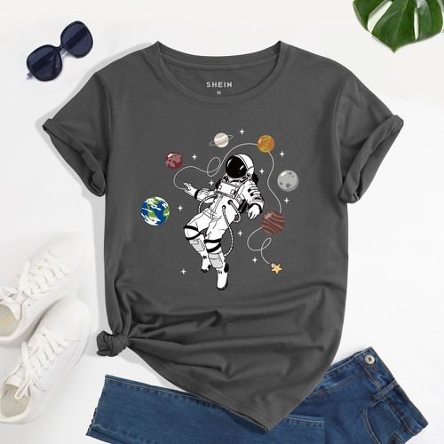 T-shirt à imprimé astronaute et planète - SHEIN - Modalova