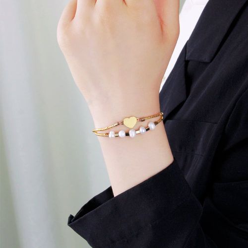 Bracelet multicouche à détail cœur à fausse perle - SHEIN - Modalova