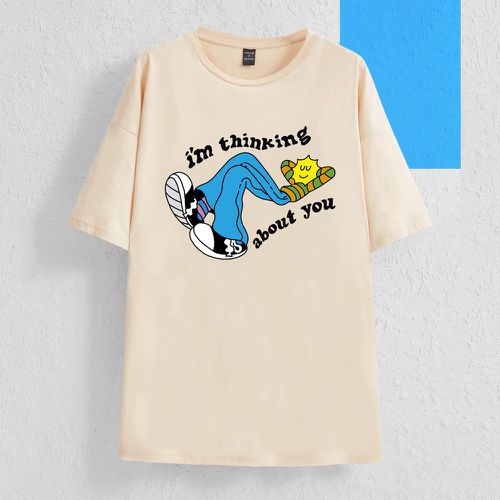 T-shirt à motif dessin animé et slogan - SHEIN - Modalova