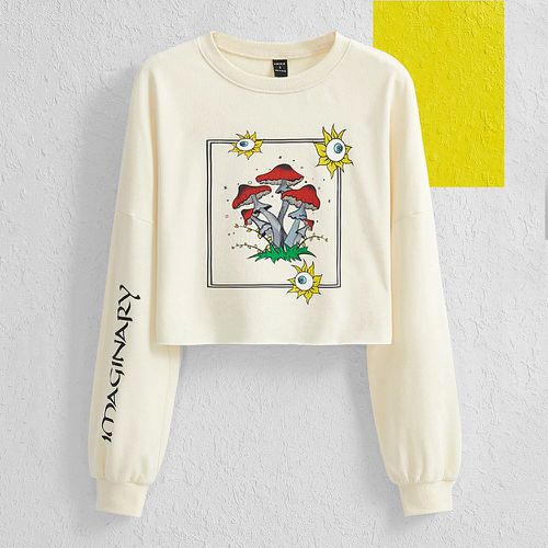 Sweat-shirt à motif champignon et lettres - SHEIN - Modalova