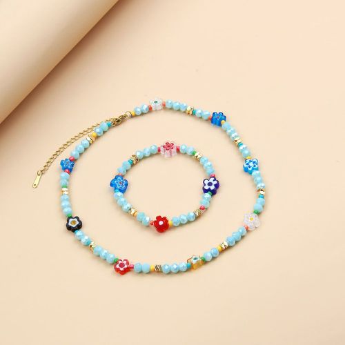 Collier à perles à fleur & bracelet - SHEIN - Modalova
