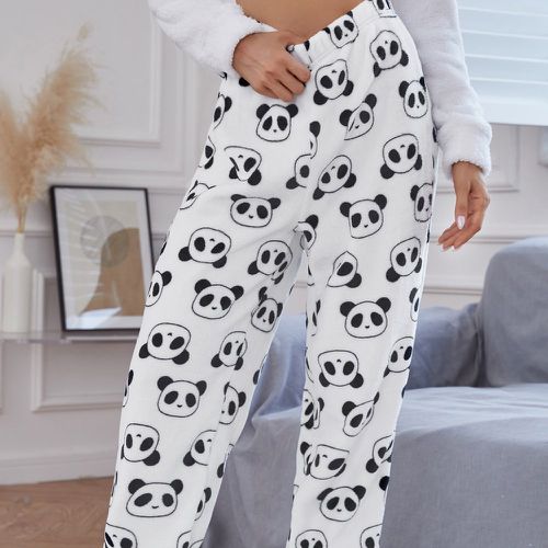 Pantalon de détente à motif panda en flanelle - SHEIN - Modalova