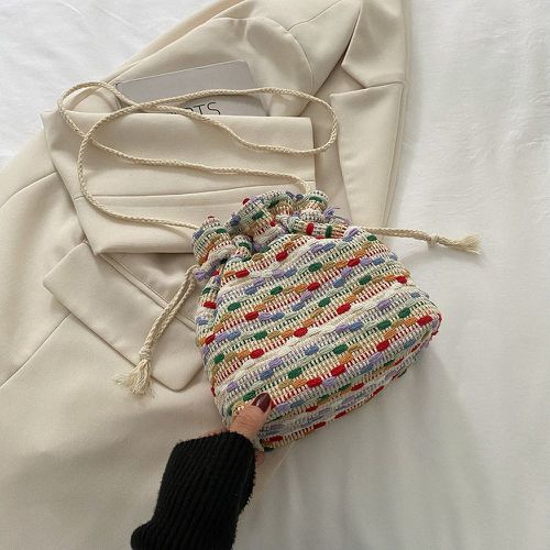 Sac en crochet minimaliste à blocs de couleurs design cordon - SHEIN - Modalova