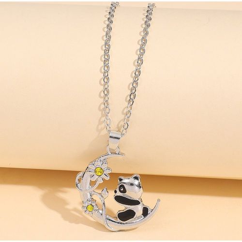 Collier panda dessin animé & à fleur à breloque lune - SHEIN - Modalova