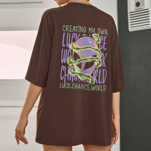 T-shirt oversize à motif d'alien et de slogan - SHEIN - Modalova