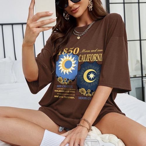 T-shirt soleil & lune et slogan - SHEIN - Modalova