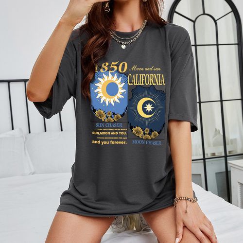T-shirt soleil & lune et slogan - SHEIN - Modalova