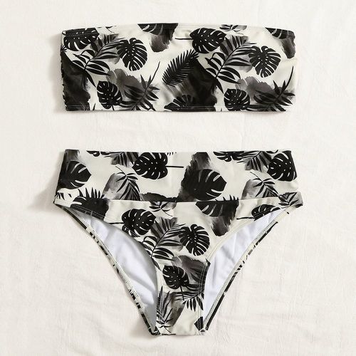 Bikini bandeau avec imprimé tropical aléatoire - SHEIN - Modalova