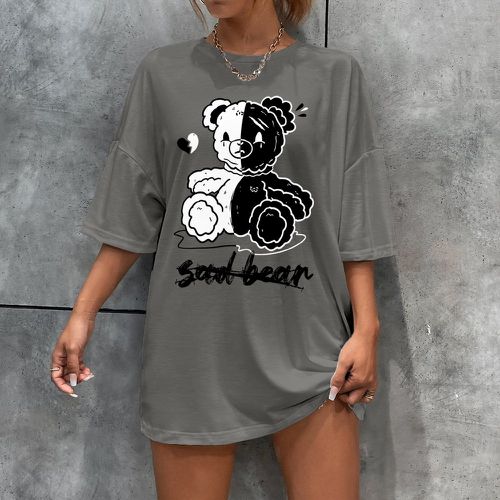 T-shirt oversize à imprimé ours dessin animé - SHEIN - Modalova