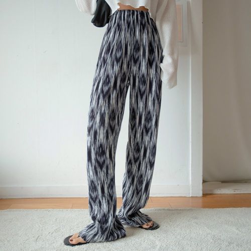 Pantalon taille haute à imprimé coup de pinceau à plis - SHEIN - Modalova