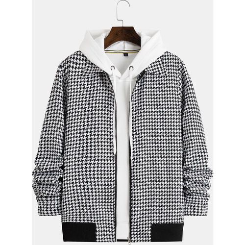 Manteau à pied-de-poule zippé sans sweat-shirt à capuche - SHEIN - Modalova
