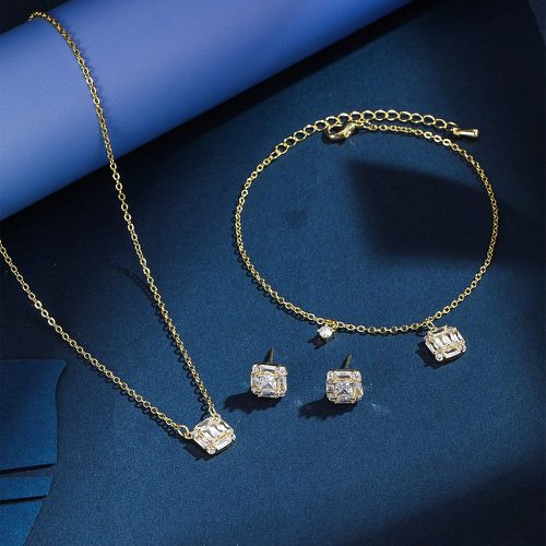 Pièces Set de bijoux zircone cubique à détail carré - SHEIN - Modalova