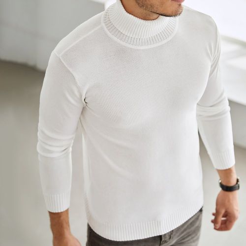 Pull à col roulé, couleur unie, manches longues, pull-over, unicolore basique pour sortir, cadeau de petit ami - SHEIN - Modalova