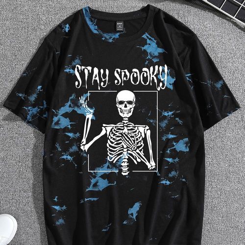 T-shirt tie dye & à imprimé squelette - SHEIN - Modalova