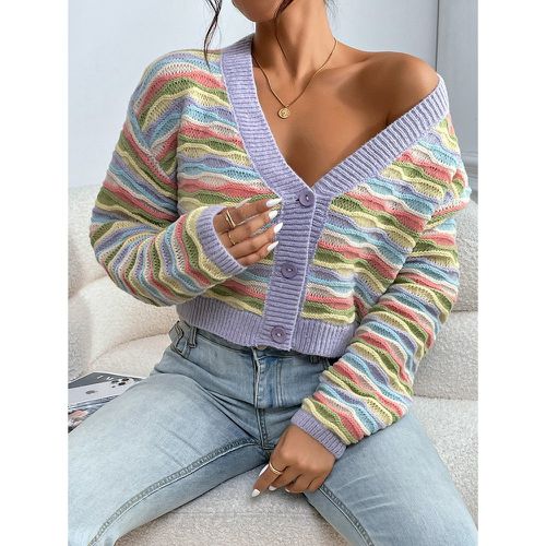 Cardigan en tricot à blocs de couleurs texturé - SHEIN - Modalova