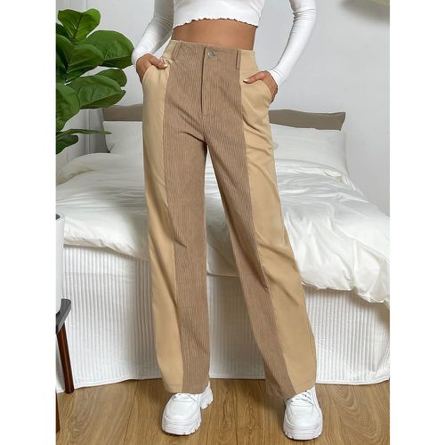 Pantalon droit taille haute bicolore - SHEIN - Modalova